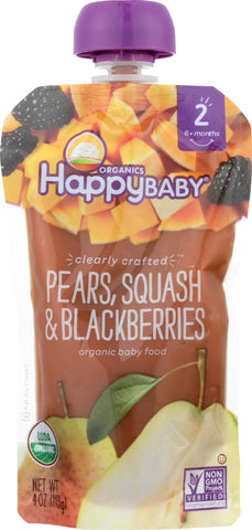 HAPPY BABY: S2 Pear Squash Blackberry Organic, 4 oz
