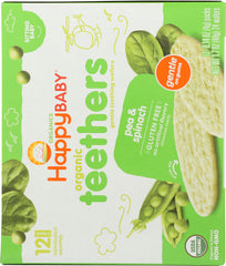 HAPPY BABY: Organic Teething Wafers Pea and Spinach, 1.7 oz