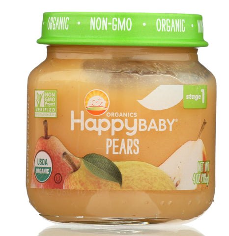 HAPPY BABY: Stage 1 Pears Baby Snack in Jar, 4 oz