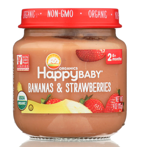 HAPPY BABY: Stage 2 Bananas and Strawberries, 4 oz