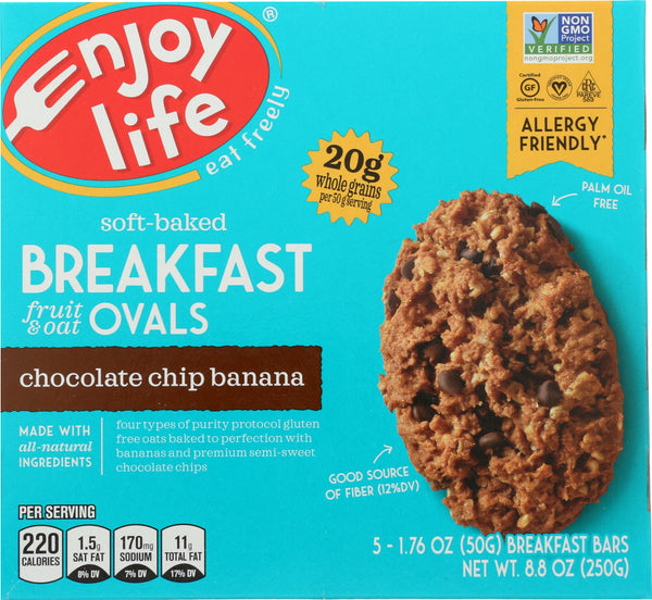ENJOY LIFE: Chocolate Chip Oval Breakfast Bar, 8.8 oz