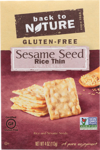 BACK TO NATURE: Gluten Free Sesame Seed Rice Thin Crackers, 4 oz