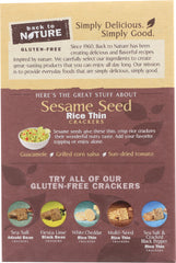 BACK TO NATURE: Gluten Free Sesame Seed Rice Thin Crackers, 4 oz