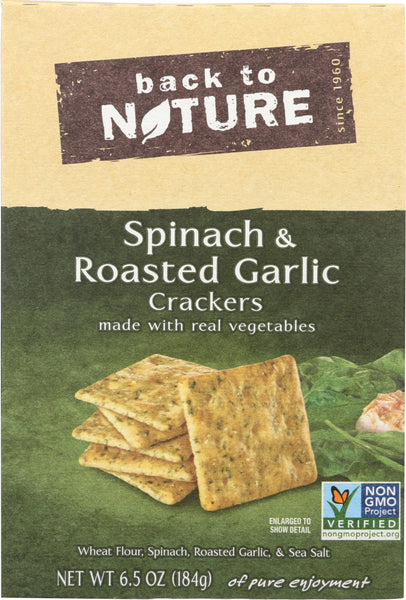 BACK TO NATURE: Crackers Spinach and Roasted Garlic, 6.5 oz