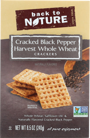 BACK TO NATURE: Cracked Black Pepper Harvest Whole Wheat Crackers, 8.5 oz