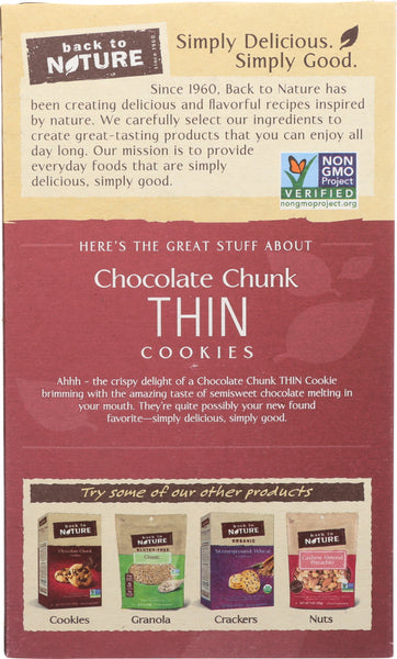 BACK TO NATURE: Chocolate Chunk Thin Cookies, 6 oz