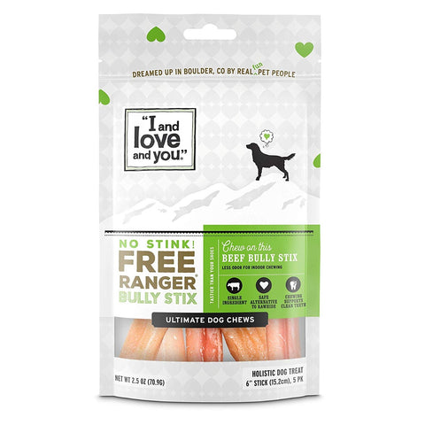 I&LOVE&YOU: No Stink Free Ranger Beef Bully Stix Dog Chews, 2.5 oz