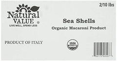 NATURAL VALUE: Pasta-Sea Shells Organic 2 Packs, 20 lb