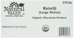 NATURAL VALUE: Organic Rotelli Large Rotini Pasta 2-10lb, 20 lb