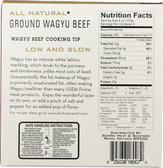 DURHAM RANCH: Frozen Ground Wagyu Beef, 16 oz