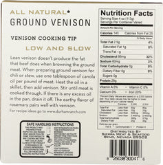 DURHAM RANCH: Ground Venison, 16 oz