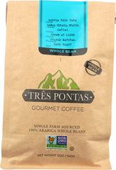 TRES PONTAS: Coffee Whole Bean Brazilian Dark  Roast, 12 oz