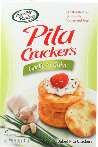 SENSIBLE PORTIONS: Pita Bites Naturally Baked Pita Crackers Garlic 'n Chive, 5 oz