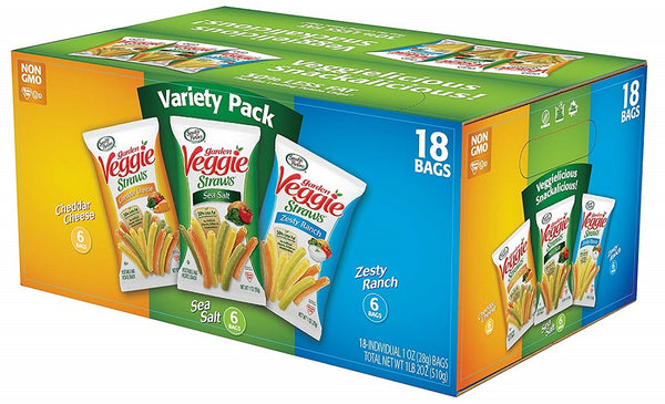 SENSIBLE PORTIONS: Straw Veggies 3 Variety Flavor 1 oz Pack of 18, 18 oz