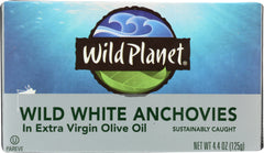 WILD PLANET: Wild White Anchovies in Extra Virgin Olive Oil, 4.4 oz