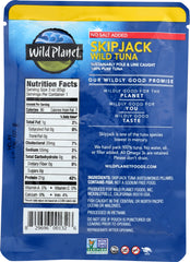 WILD PLANET: Skipjack Wild Tuna Single Serve Pouch No Salt Added, 3 oz