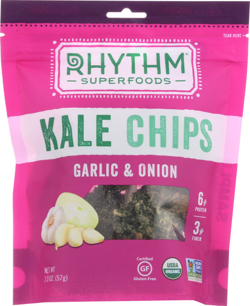 RHYTHM SUPERFOODS: Organic Kale Chips Garlic Onion, 2 oz