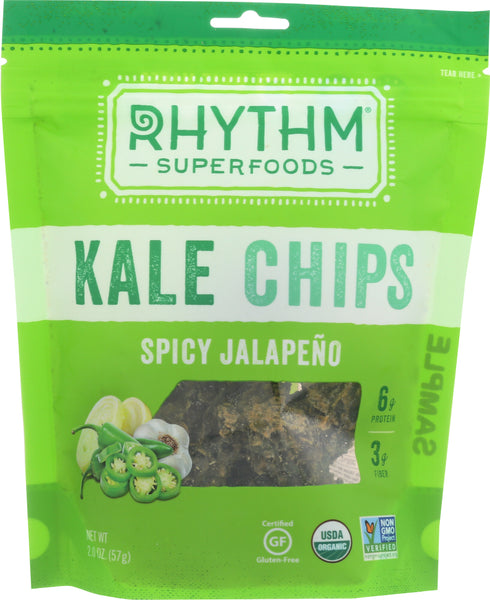 RHYTHM SUPERFOODS: Organic Kale Chips Spicy Jalapeno, 2 oz