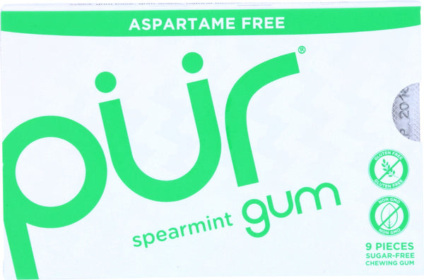 PUR GUM: Aspartame Free Gum Spearmint, 9 pc