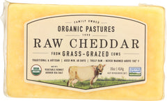 ORGANIC PASTURES: Raw Cheddar Grass-Grazed, 16 oz
