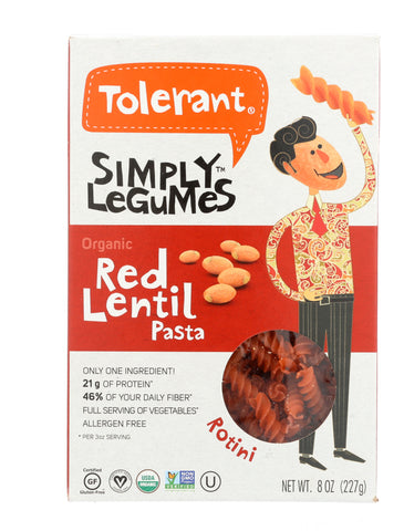 TOLERANT: Pasta Red Lentil Rotini Organic, 8 oz