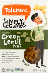 TOLERANT: Pasta Rotini Green Lentil Organic, 8 oz