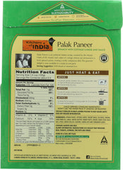KITCHENS OF INDIA: Palak Paneer Spinach with Cottage Cheese and Sauce, 10 oz