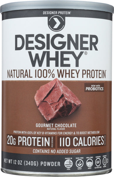 DESIGNER PROTEIN WHEY: Gourmet Chocolate Protein Powder, 12 oz