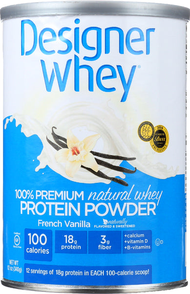 DESIGNER PROTEIN WHEY: 100% Premium Powder French Vanilla, 12 oz