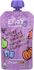 ELLAS KITCHEN: Baby Stage 1 Apple Sweet Potatoes Pumpkin and Blueberries, 3.5 oz