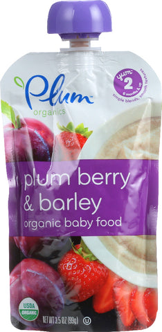 PLUM ORGANICS: Organic Baby Food Stage 2 Plum Berry & Barley, 3.5 Oz