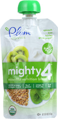 PLUM ORGANICS: Tots Mighty 4 Essential Nutrition Blend Spinach Kiwi Barley Greek Yogurt, 4 oz