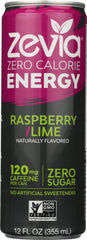 ZEVIA: Energy Raspberry Lime Zero Calorie, 12 oz