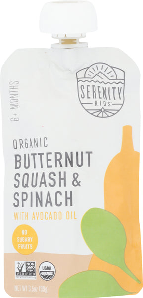 SERENITY KIDS: Food Baby Butternut Squash Spinach Organic, 3.5 oz