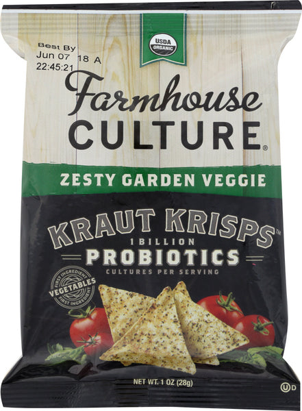 FARMHOUSE CULTURE: Zesty Garden Veggie Kraut Krisps, 1 oz