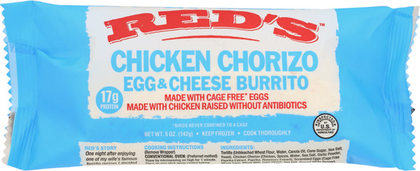 REDS: Chicken Chorizo Egg Chees Burrito, 5 oz