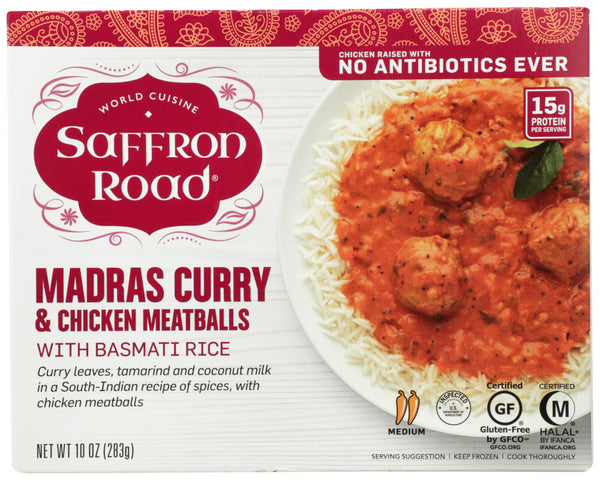 SAFFRON ROAD: Madras Curry and Chicken Meatballs, 10 oz