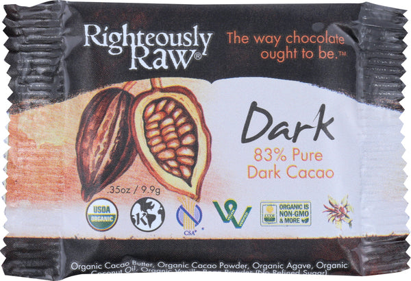 RIGHTEOUSLY RAW: 83% Cacao Pure Dark Bite, 0.35 oz