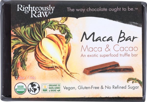 RIGHTEOUSLY RAW: Organic Maca Superfood Bar, 2.3 oz