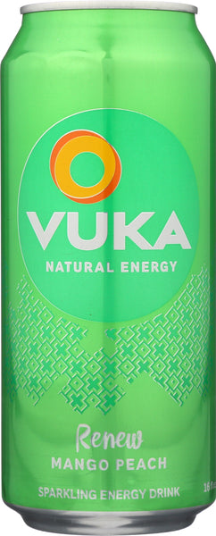 VUKA: Energy Drink Renew Mango Peach, 16 oz