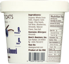 DAVES GOURMET: Oats in Cup Blueberry Vanilla Almond, 2.1 oz
