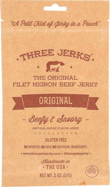 THREE JERKS JERKY: Jerky Filet  Mignon Beefy Original, 2 oz