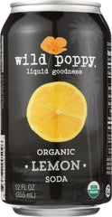 WILD POPPY: Organic Lemon Soda 4x12oz, 48 oz