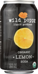 WILD POPPY: Organic Lemon Soda 4x12oz, 48 oz