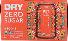 DRY SODA: Zero Sugar Soda Peach Tea 6-12 fl oz, 72 fl oz