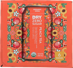DRY SODA: Zero Sugar Soda Peach Tea 6-12 fl oz, 72 fl oz