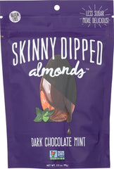 SKINNY DIPPED ALMONDS: Gluten Free Almonds Dark Chocolate Mint Dipped, 3.5 oz