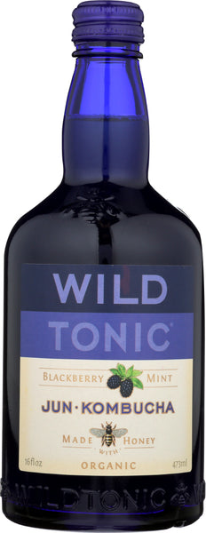 WILD TONIC: Organic Jun-Kombucha Blackberry Mint, 16 oz