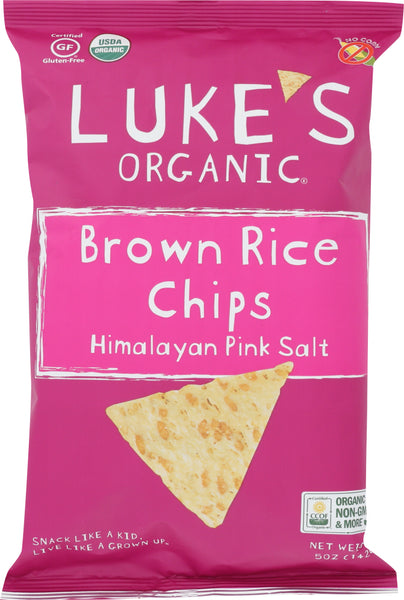 LUKE'S ORGANIC: Brown Rice Chips Himalayan Pink Sea Salt, 5 oz