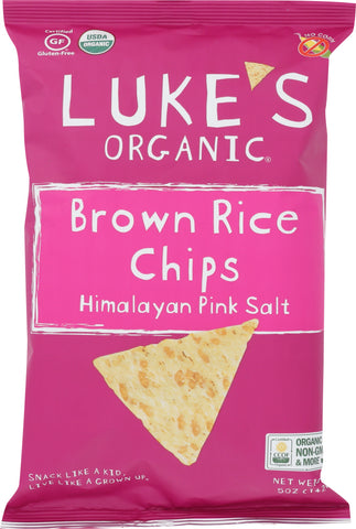 LUKE'S ORGANIC: Brown Rice Chips Himalayan Pink Sea Salt, 5 oz